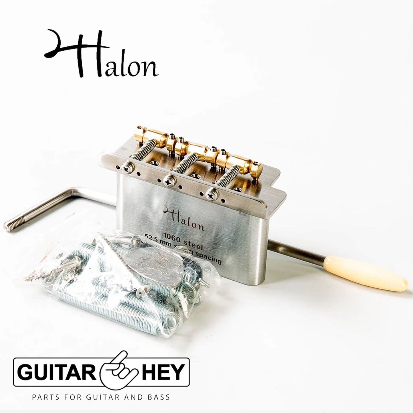 NEW Halon Tremolo for Strat with Vintage Tele Brass Saddles - STAINLESS STEEL