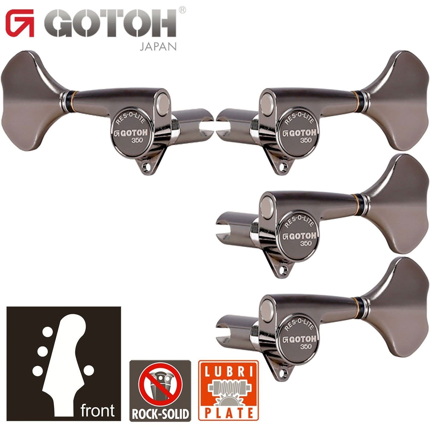 NEW Gotoh GB350 RES-O-LITE Aluminum Bass Side 3x1 Set Tuning Keys Set - COSMO BK