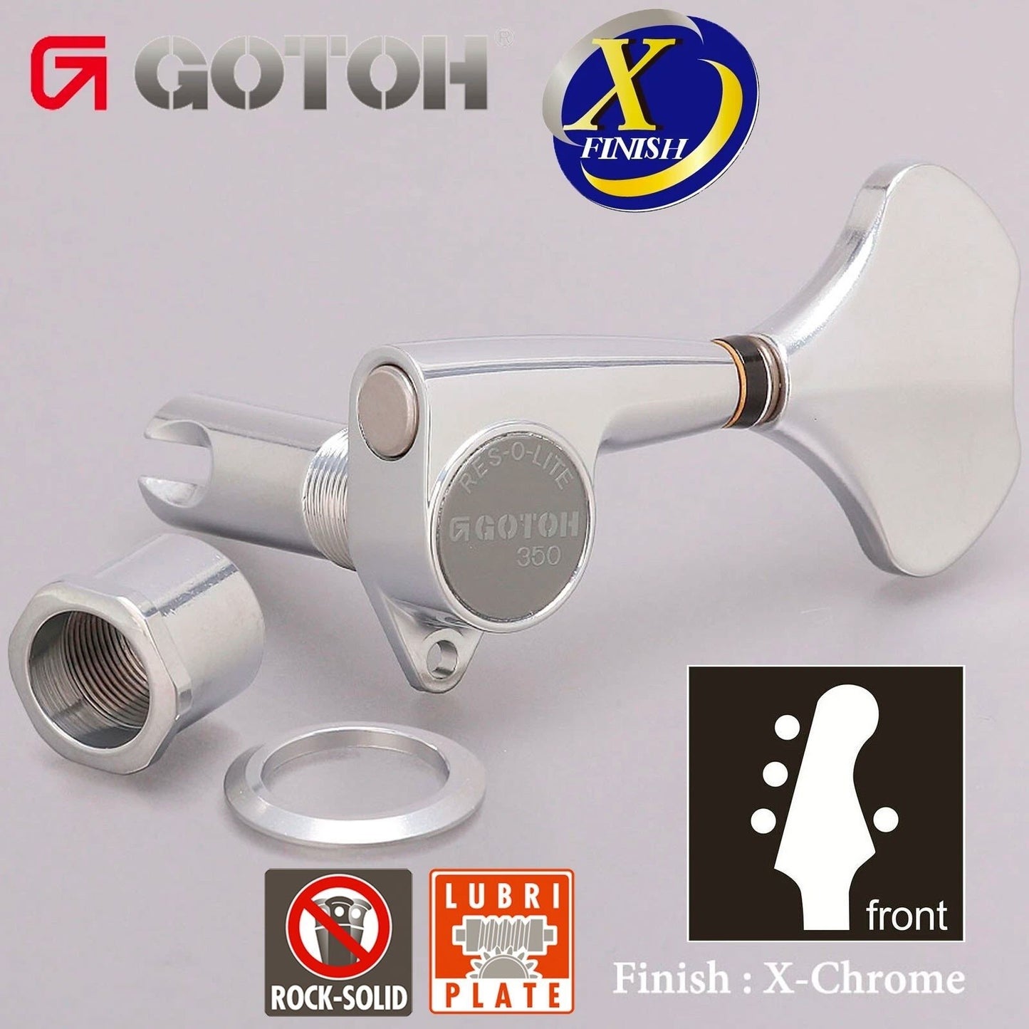 NEW Gotoh GB350 RES-O-LITE Aluminum Bass Side 3x1 Set Tuning Keys ANTIQUE CHROME