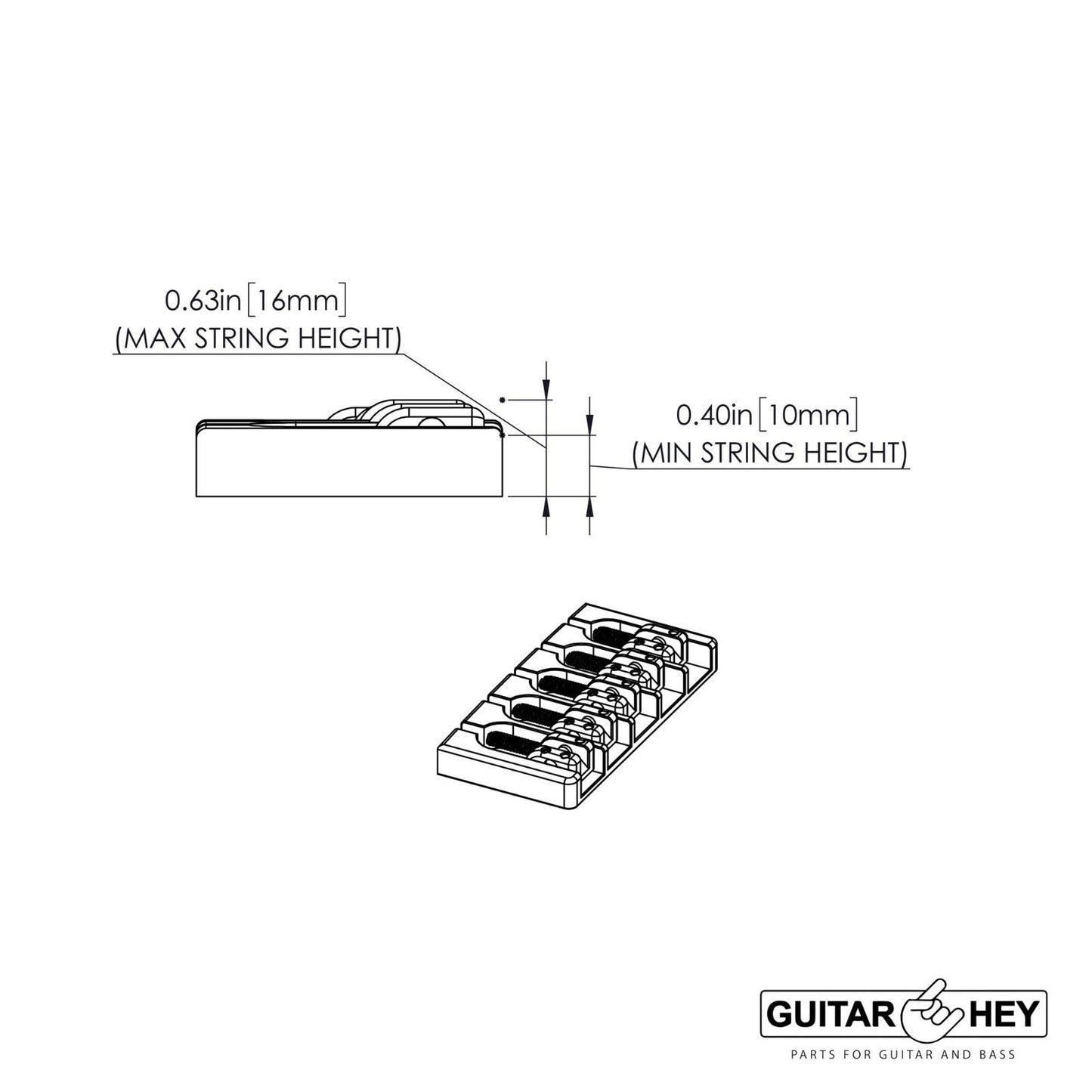 NEW Hipshot 5A500BG 5-String A Style BRASS Bass Bridge .750" Spacing - GOLD