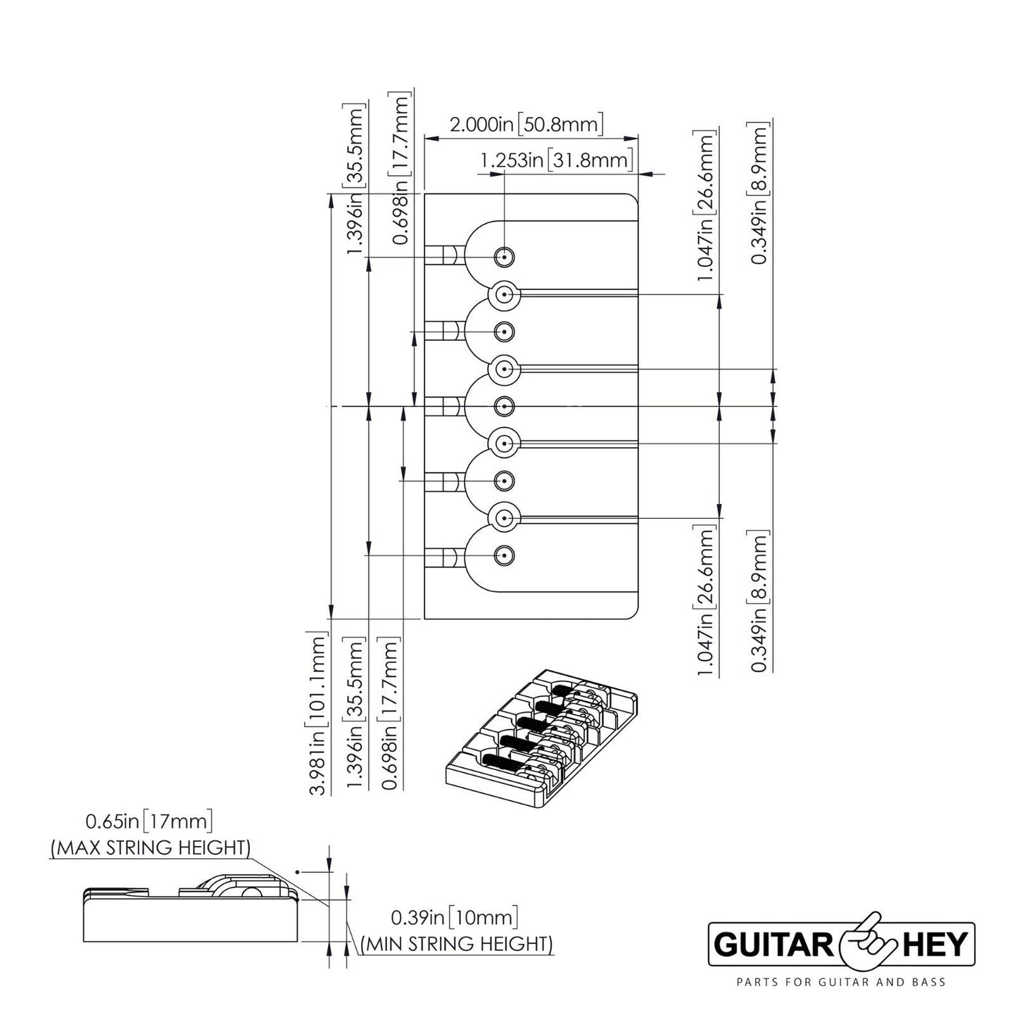 NEW Hipshot 5A5FM3AC 5-String A Style Aluminum Bass Bridge Fender Deluxe CHROME