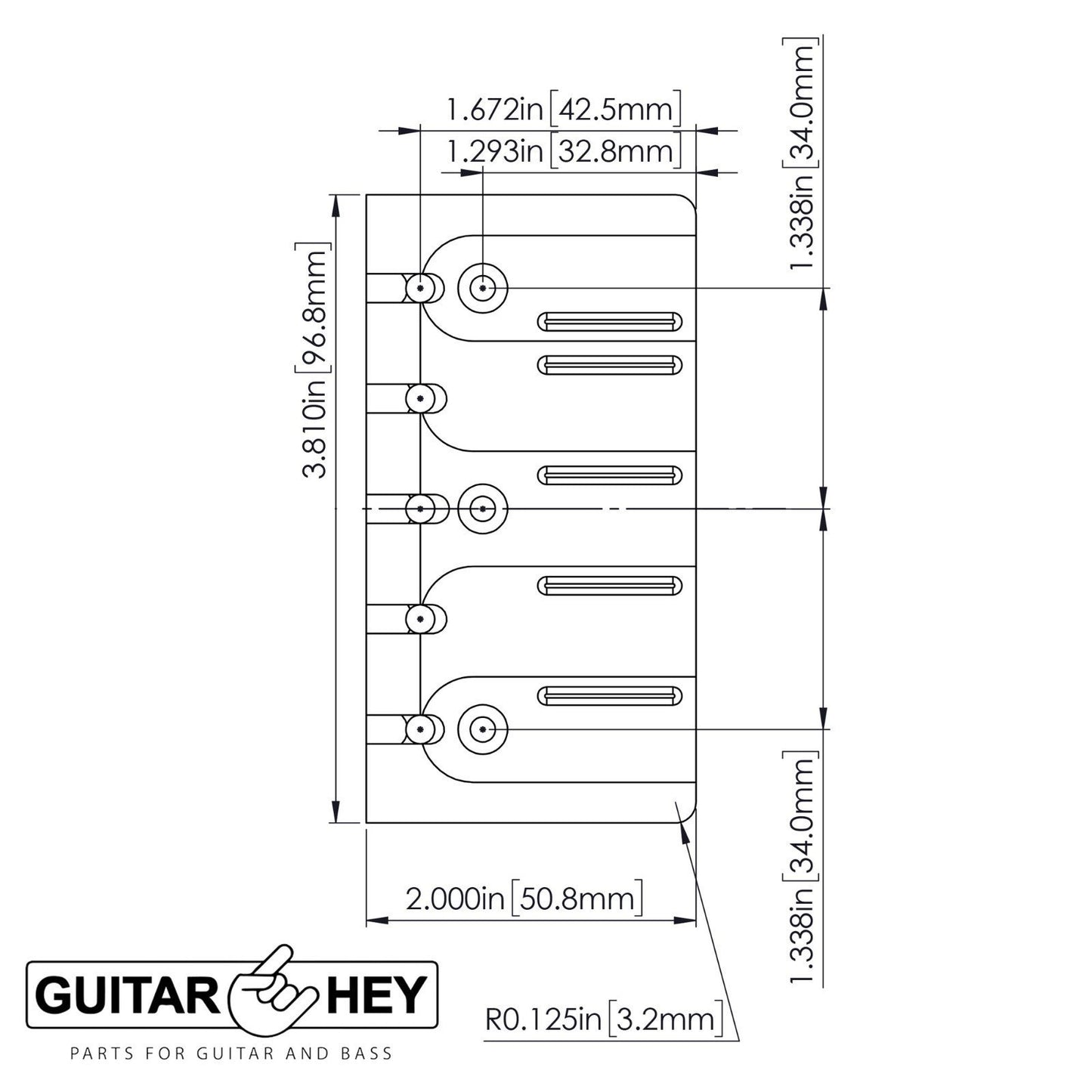NEW Hipshot 5A500AC 5-String A Style Aluminum Bass Bridge .669" Spacing - CHROME