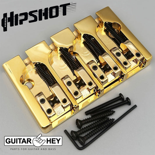 NEW Hipshot 5A4FM1AG 4 string A Style Fender Mount Aluminum Bass Bridge - GOLD