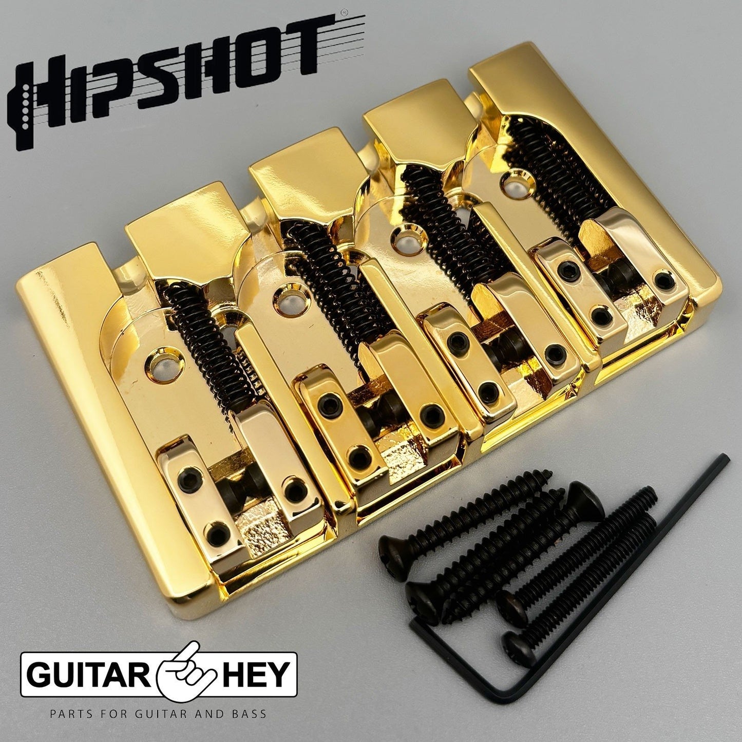 NEW Hipshot 5A4FM2AG 4 string A Style Fender Mount Aluminum Bass Bridge - GOLD