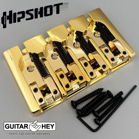 NEW Hipshot 5A4FM2AG 4 string A Style Fender Mount Aluminum Bass Bridge - GOLD