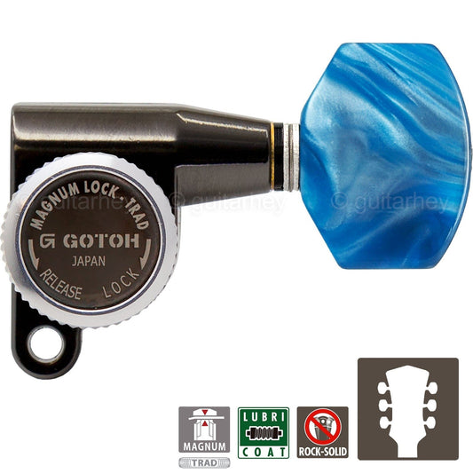 NEW Gotoh SG360-P9 MGT Locking Tuners L3+R3 SMALL Blue Pearl Buttons 3x3 - COSMO