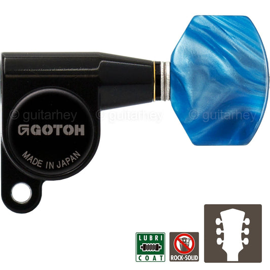 NEW Gotoh SG360-P9 MINI Tuners L3+R3 SMALL Blue Pearloid Buttons 3x3 - BLACK