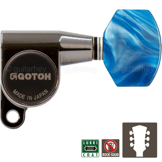 NEW Gotoh SG360-P9 MINI Tuners L3+R3 SMALL Blue Pearloid Buttons 3x3 - COSMO BK