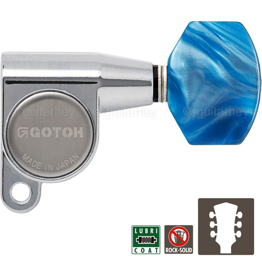 NEW Gotoh SG360-P9 MINI Tuners L3+R3 SMALL Blue Pearloid Buttons 3x3 - CHROME