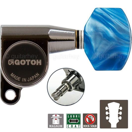 NEW Gotoh SG360-P9 MG Mini Tuners L3+R3 LOCKING Blue Pearloid Buttons 3x3 COSMO