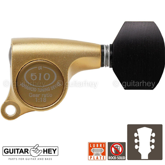 NEW Gotoh SGS510Z-EN07 L3+R3 Set Mini Tuners 18:1 Small Buttons 3x3 - GOLD SATIN