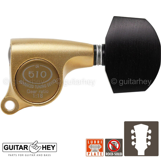 NEW Gotoh SGS510Z-EN01 L3+R3 Set Mini Tuners 18:1 LARGE Buttons 3x3 - GOLD SATIN