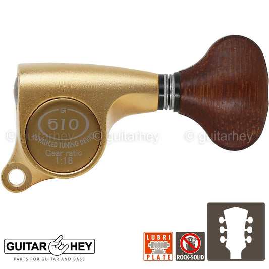 NEW Gotoh SGS510Z-GS5 L3+R3 Set Mini Tuners 18:1 Small Buttons 3x3 - GOLD SATIN