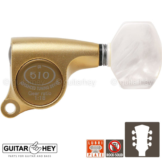 NEW Gotoh SGS510Z-P7 L3+R3 Set Mini Tuners 18:1 Small Buttons 3x3 - GOLD SATIN
