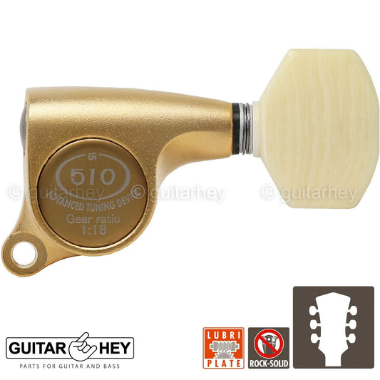 NEW Gotoh SGS510Z-M07 L3+R3 Set Mini Tuners 18:1 Small Buttons 3x3 - GOLD SATIN