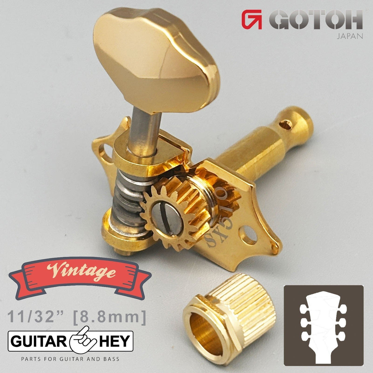 NEW GOTOH SXB510V-06M Electric/Acoustic Guitar 1:15 Vintage Tuners 3x3 - GOLD