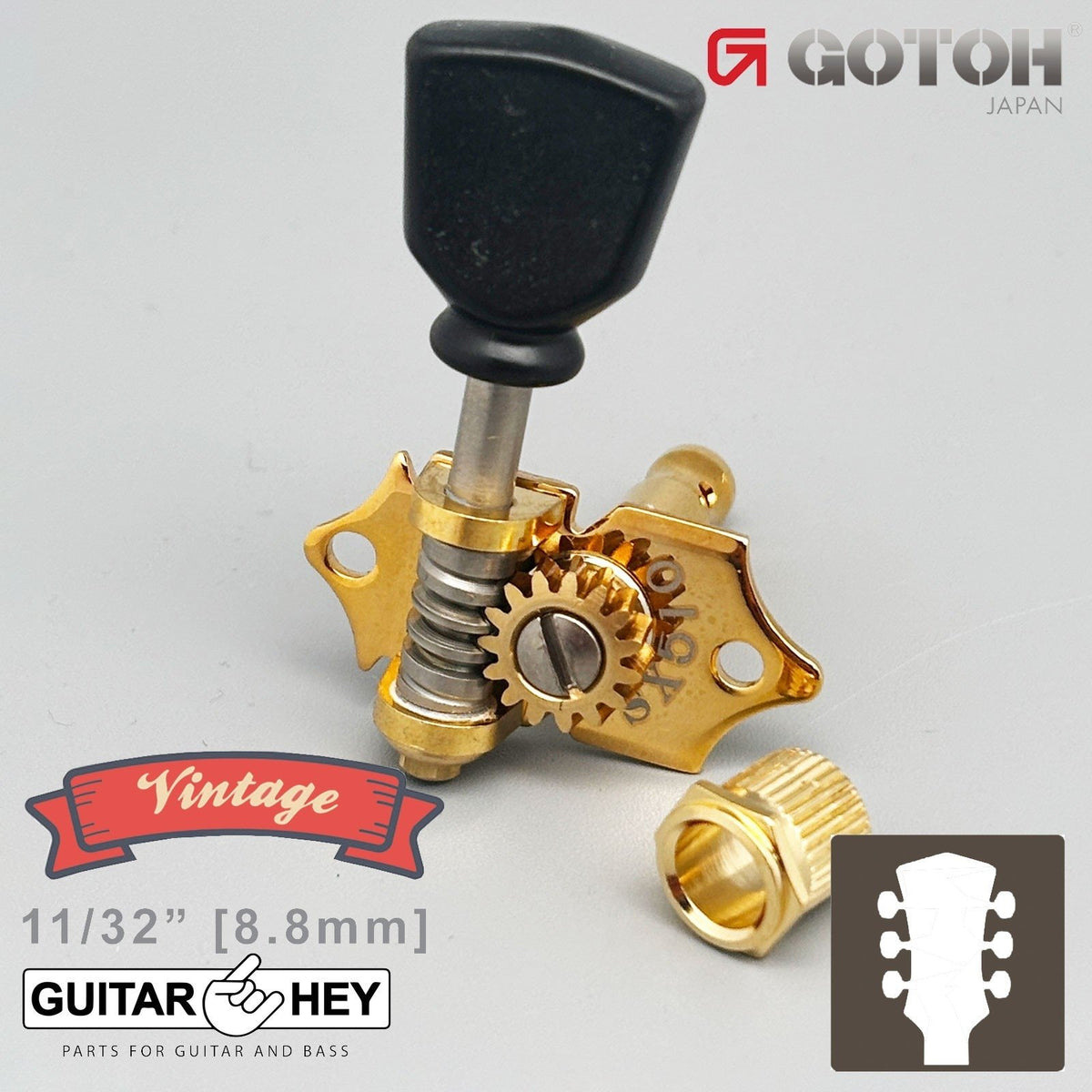 NEW GOTOH SXB510V-SLB Electric/Acoustic Guitar 1:15 Vintage Tuners 3x3 - GOLD