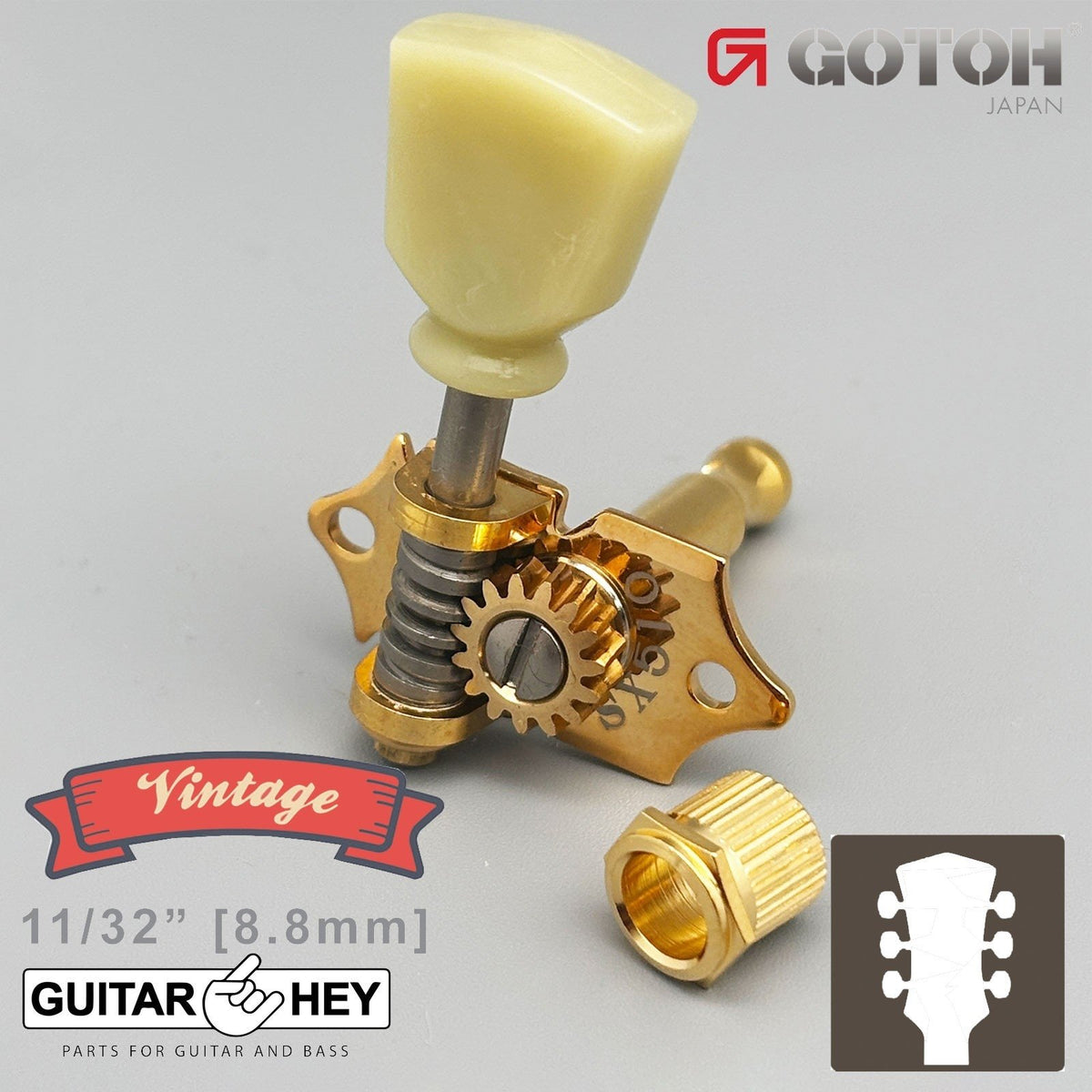 NEW GOTOH SXB510V-SL Electric/Acoustic Guitar 1:15 Vintage Tuners 3x3 - GOLD
