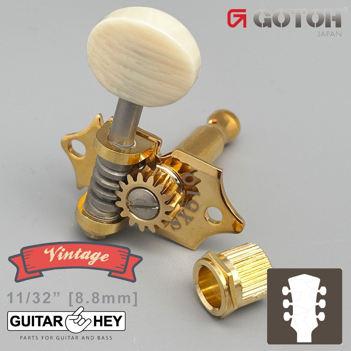 NEW GOTOH SXB510V-M5 Electric/Acoustic Guitar 1:15 Vintage Tuners 3x3 - GOLD
