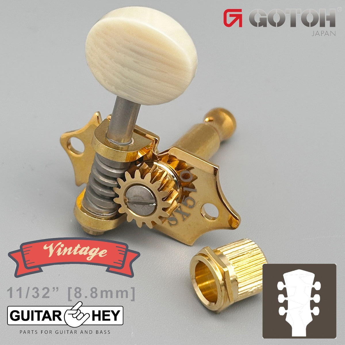 NEW GOTOH SXB510V-M5 Electric/Acoustic Guitar 1:15 Vintage Tuners 3x3 - GOLD