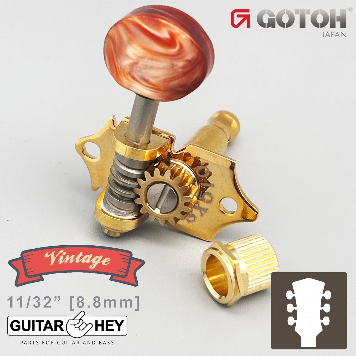 NEW GOTOH SXB510V-P5R Electric/Acoustic Guitar 1:15 Vintage Tuners 3x3 - GOLD