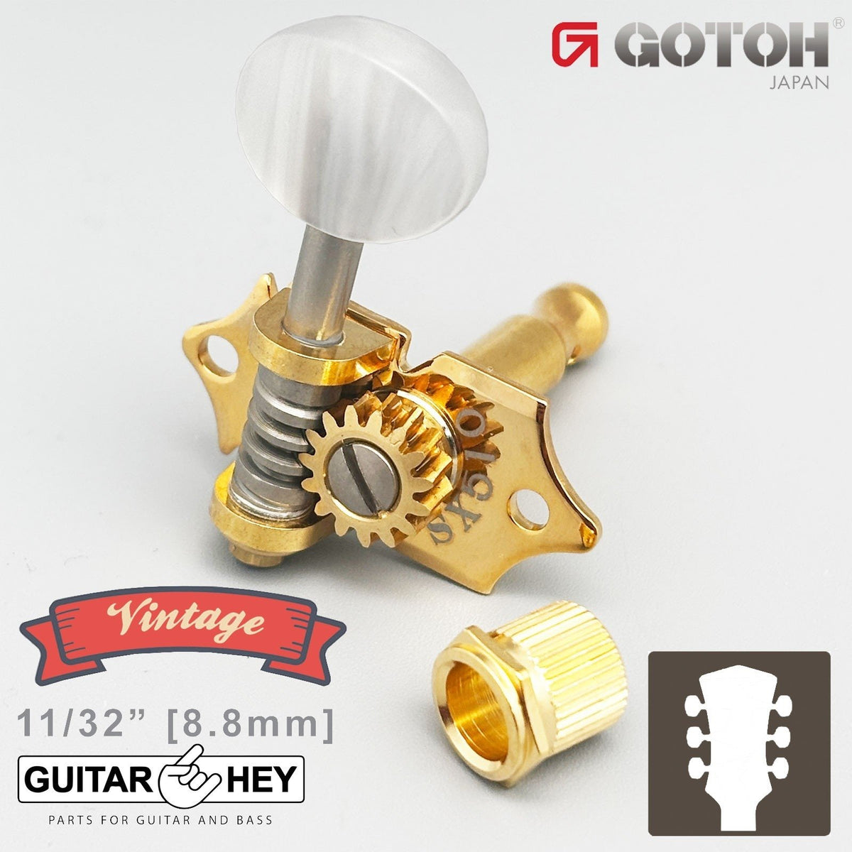 NEW GOTOH SXB510V-P5W Electric/Acoustic Guitar 1:15 Vintage Tuners 3x3 - GOLD