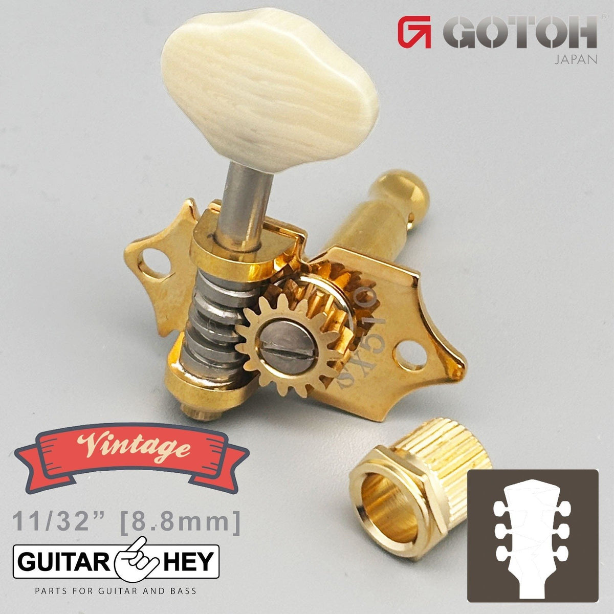 NEW GOTOH SXB510V-M6 Electric/Acoustic Guitar 1:15 Vintage Tuners 3x3 - GOLD