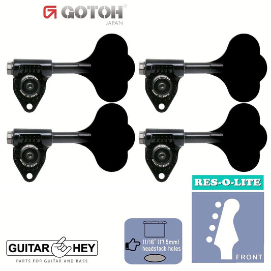 NEW Gotoh GRL510C-12 Bass 4-String L4 4-in-line 11/16" RES-O-LITE Tuners - BLACK