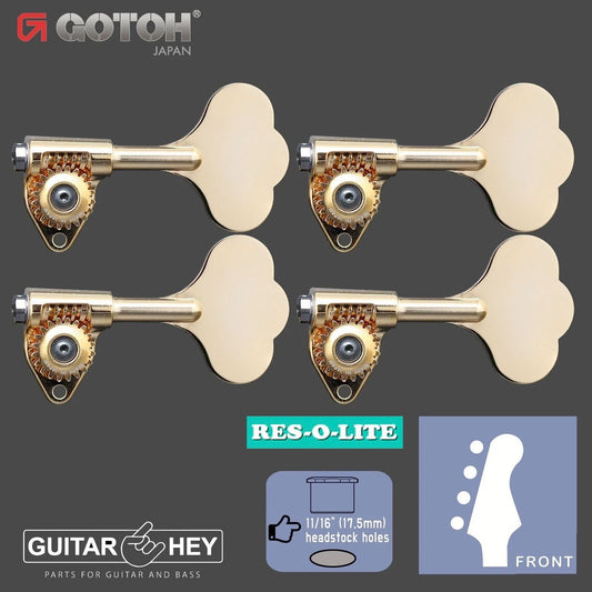 NEW Gotoh GRL510C-12 Bass 4-String L4 4-in-line 11/16" RES-O-LITE Tuners - GOLD