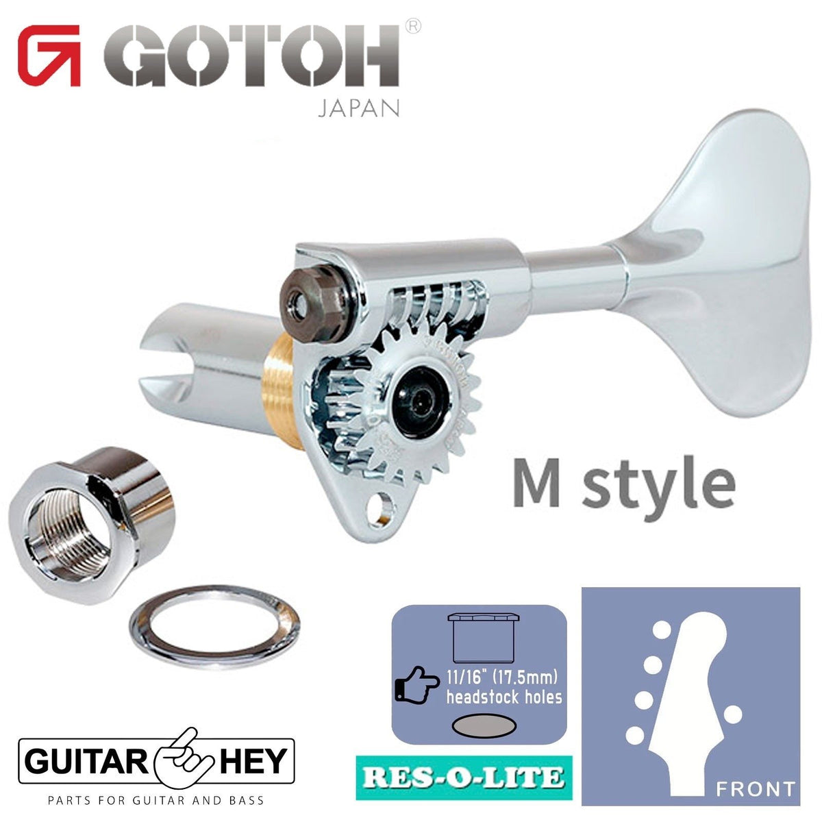 NEW Gotoh GRL510M-12 RES-O-LITE Bass 5-String SET L4+R1 11/16" Tuners 4x1 CHROME