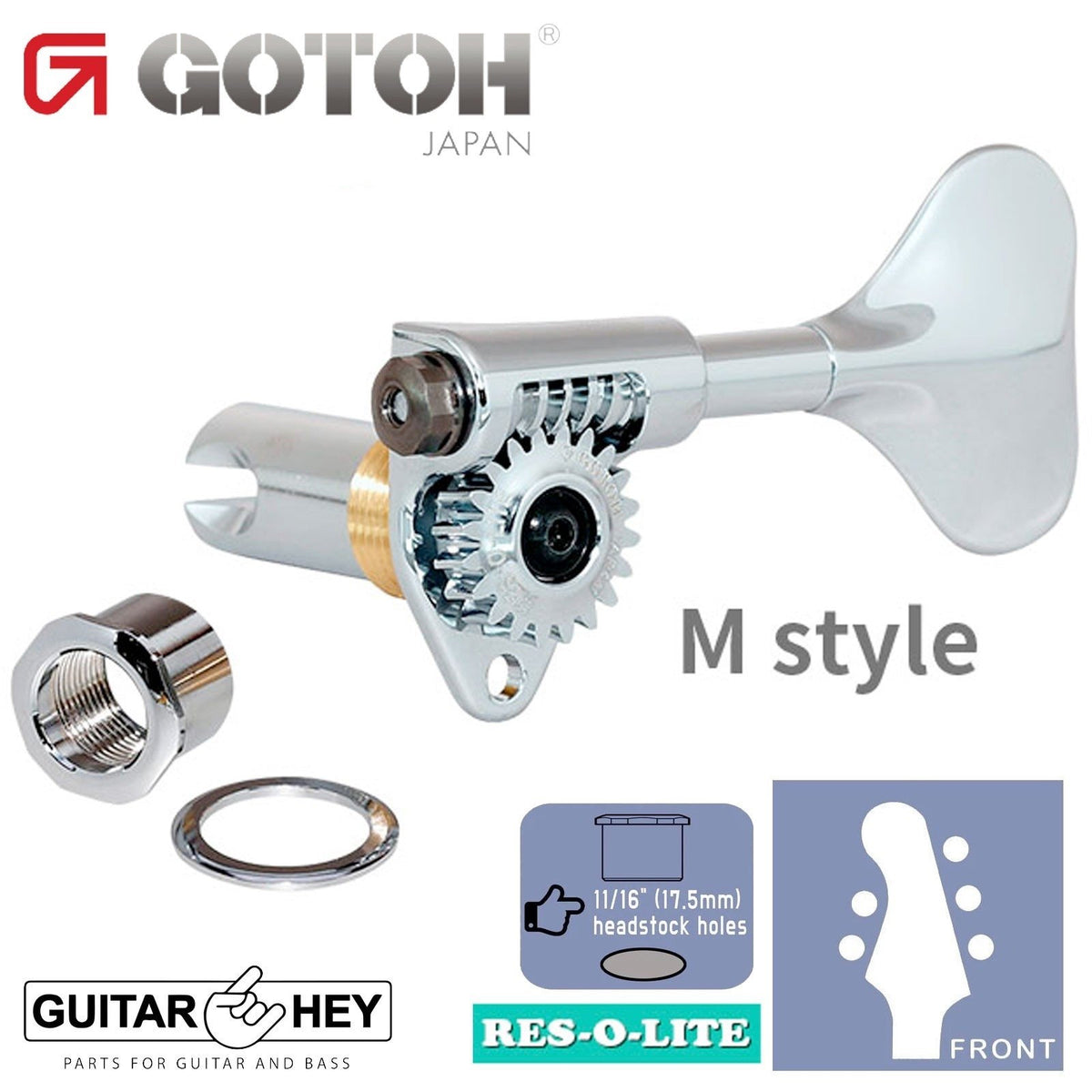 NEW Gotoh GRL510M-12 RES-O-LITE Bass 5-String SET L2+R3 11/16" Tuners 2x3 CHROME