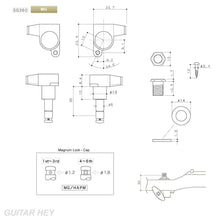 Carregar imagem no visualizador da galeria, NEW Gotoh SG360-05 MG MAGNUM Locking Keys Set 6 in line Schaller Style - BLACK