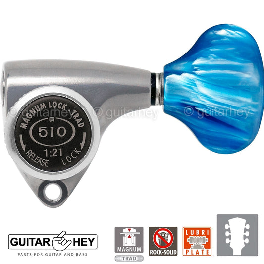 NEW Gotoh SGV510Z-QL5 MGT L3+R3 LOCKING Tuners Set 3x3 - ANTIQUE X-FINISH CHROME