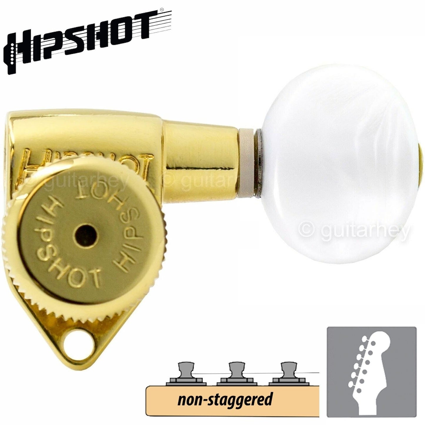 NEW Hipshot 6 in Line Grip-Lock Non-Staggered SMALL OVAL PEARLOID Buttons - GOLD