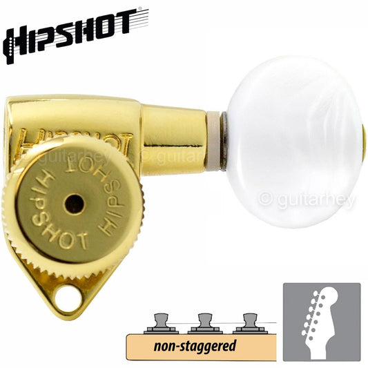 NEW Hipshot 6 in Line Grip-Lock Non-Staggered SMALL OVAL PEARLOID Buttons - GOLD