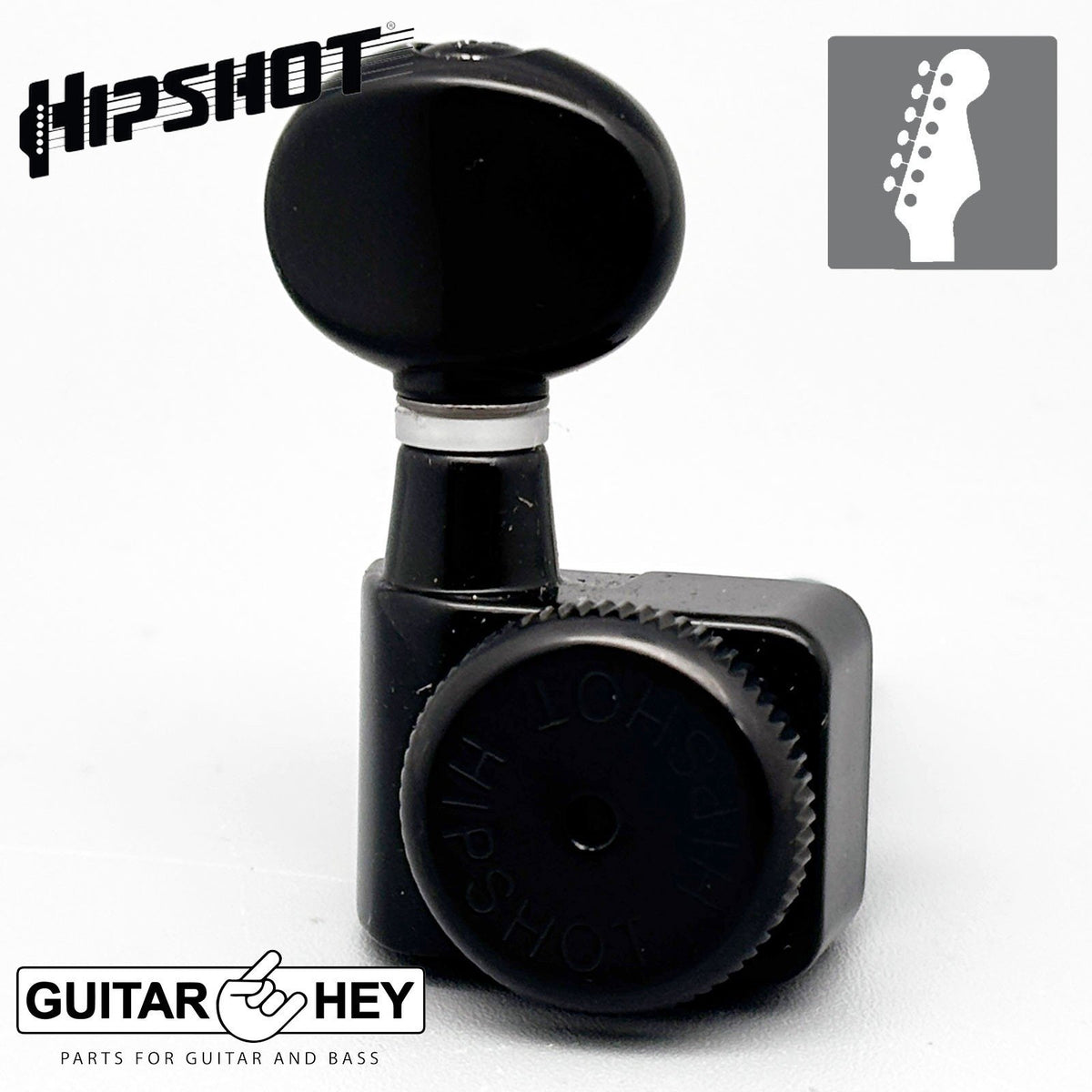 NEW Hipshot STAGGERED Oval Buttons Tuners Kit Fender® Directrofit™ LOCKING BLACK
