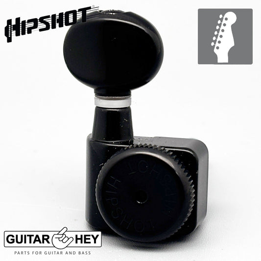 NEW Hipshot STAGGERED Oval Buttons Tuners Kit Fender® Directrofit™ LOCKING BLACK