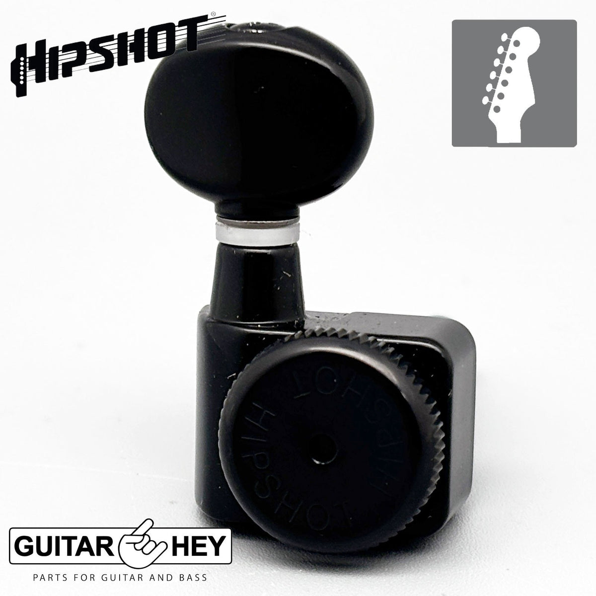 NEW Hipshot STAGGERED Oval Buttons Tuners Kit Fender® Directrofit™ LOCKING BLACK