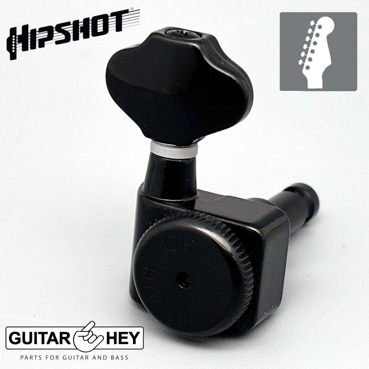 NEW Hipshot STAGGERED Butterbean Tuners Kit Fender® Directrofit™ LOCKING - BLACK