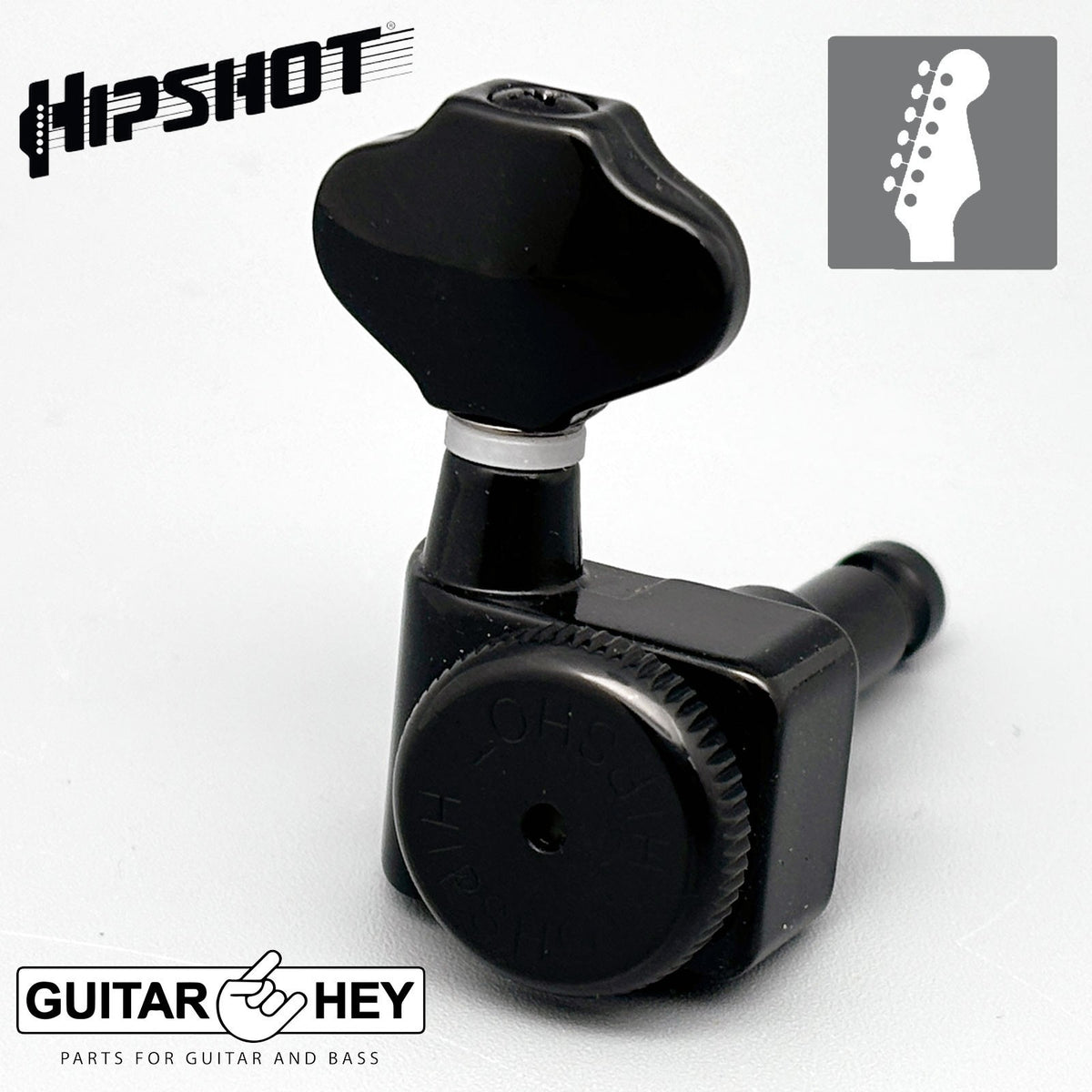 NEW Hipshot STAGGERED Butterbean Tuners Kit Fender® Directrofit™ LOCKING - BLACK