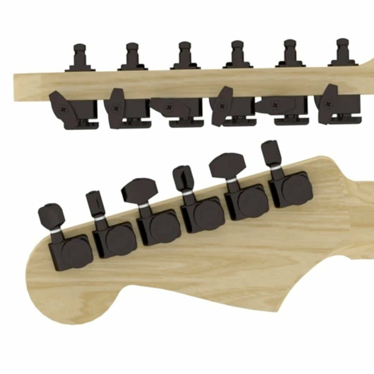 NEW Hipshot STAGGERED Butterbean Tuners Kit Fender® Directrofit™ LOCKING - BLACK