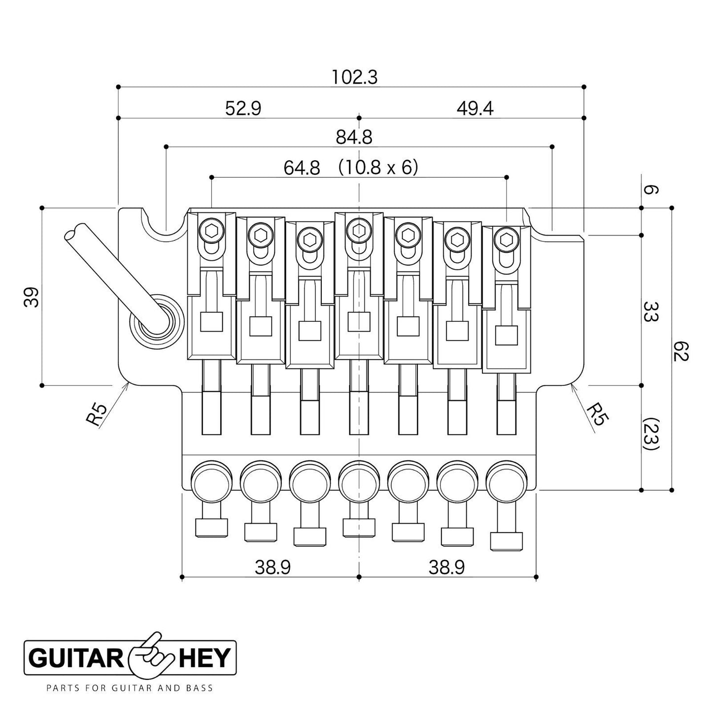 NEW Gotoh GE1996T-7 String Floyd Rose LEFTY Tremolo Bridge - 40mm Block - CHROME