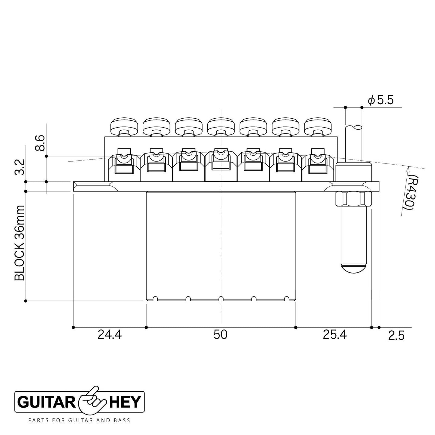 NEW Gotoh GE1996T-7 String Floyd Rose LEFTY Tremolo Bridge - 36mm Block - BLACK