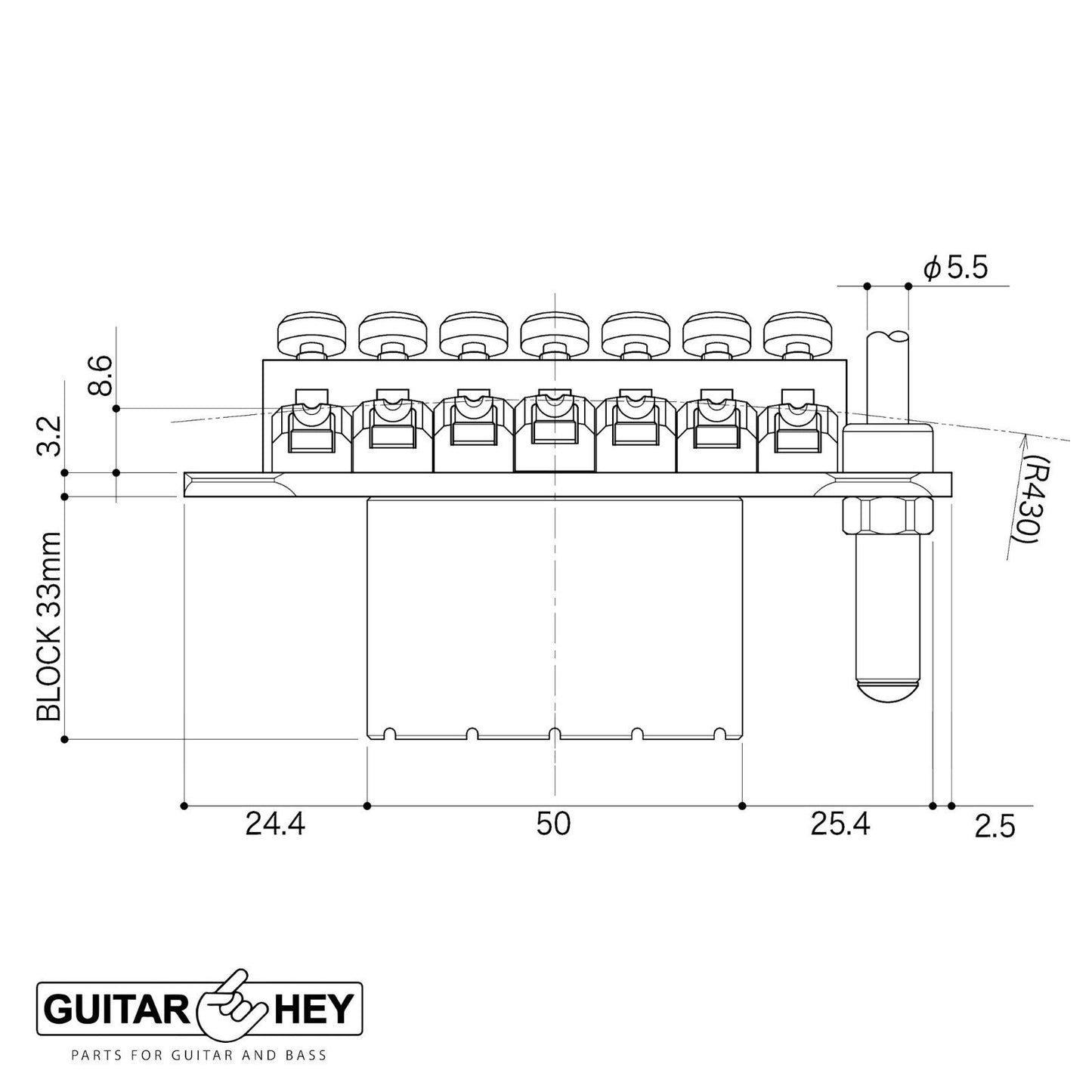 NEW Gotoh GE1996T-7 String Floyd Rose LEFTY Tremolo Bridge - 33mm - COSMO BLACK
