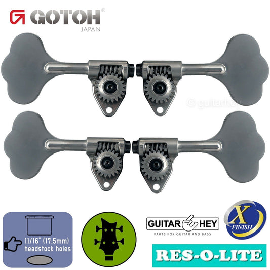 NEW Gotoh GRL510C-12 Bass L2+R2 Tuners 11/16" RES-O-LITE - ANTIQUE X-CHROME