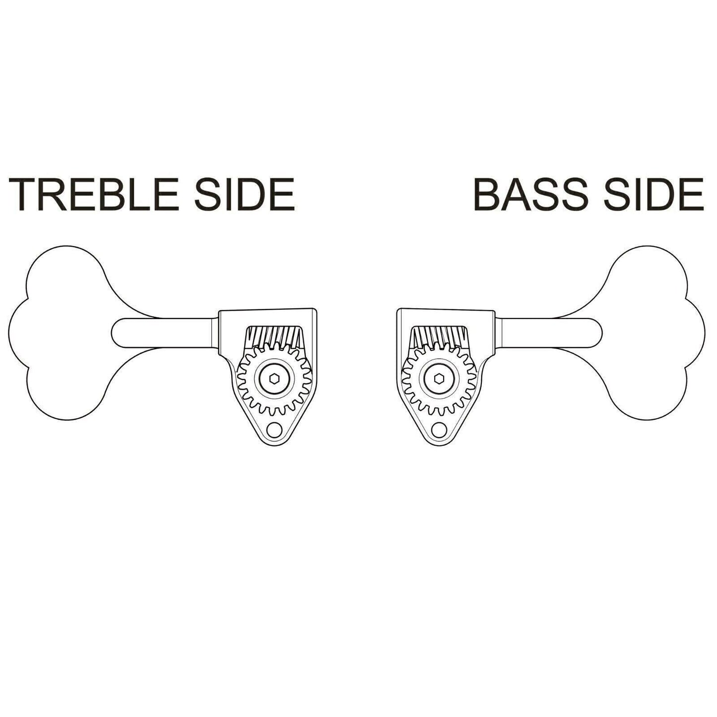 NEW Gotoh GRL510C-9 Bass L1+R3 Tuners 9/16" [14mm] RES-O-LITE, ANTIQUE X-CHROME