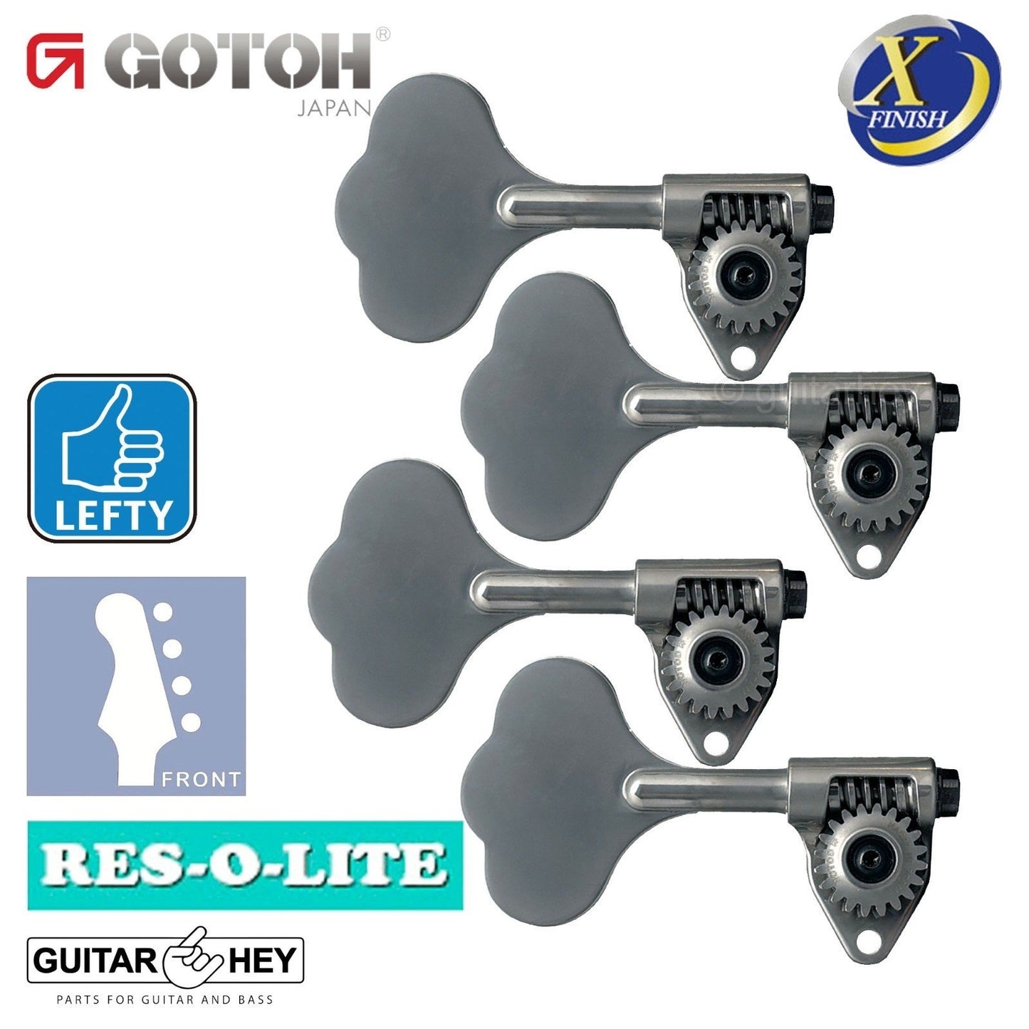 Gotoh GRL510C-9 Bass 4-LEFTY Tuners 9/16" [14mm] RES-O-LITE - ANTIQUE X-CHROME
