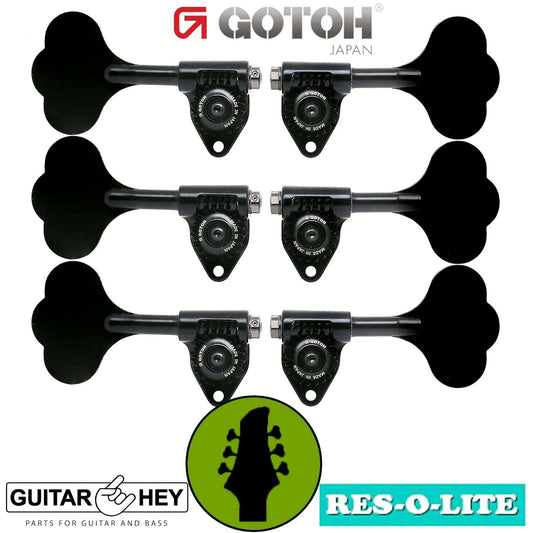 NEW Gotoh GRL510C-9 Bass 6-String L3+R3 Tuners 9/16" [14mm] RES-O-LITE - BLACK