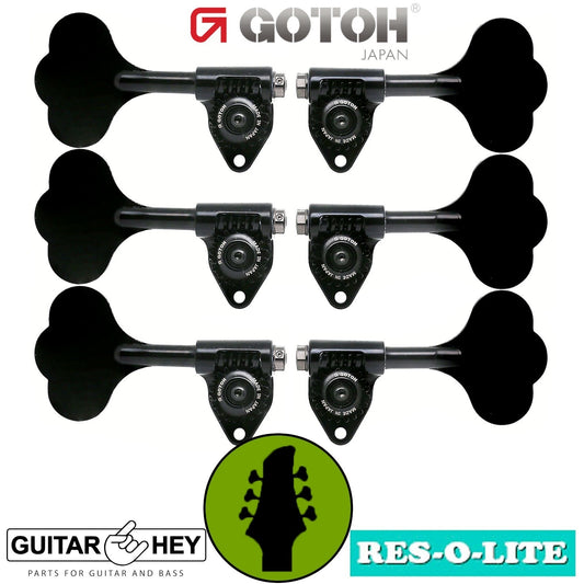 NEW Gotoh GRL510C-9 Bass 6-String L3+R3 Tuners 9/16" [14mm] RES-O-LITE - BLACK