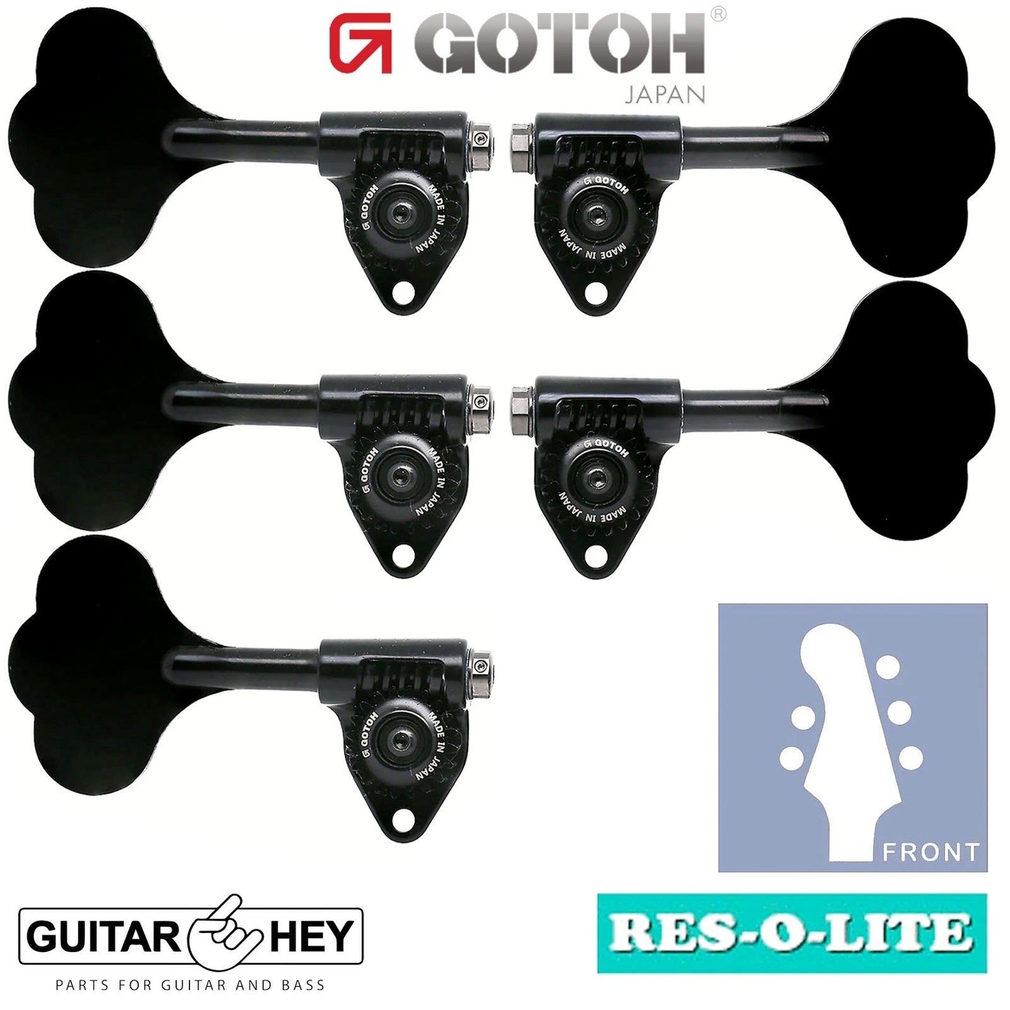 NEW Gotoh GRL510C-9 Bass 5-String L2+R3 Tuners 9/16" [14mm] RES-O-LITE - BLACK